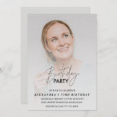 写真53歳の誕生日の招待Birthday Party Gray 招待状 (正面/裏面)