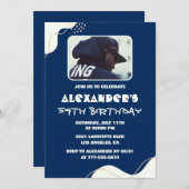 写真54歳の誕生日招待状メンズシンプルネイビー 招待状 (正面/裏面)