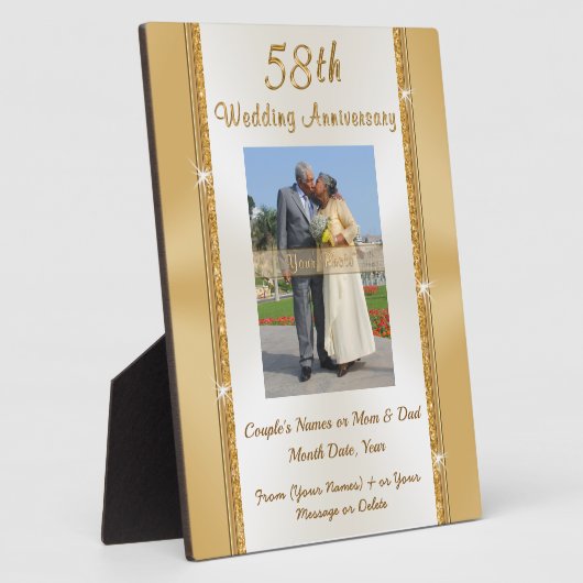 写真58パーソナライズされた結婚年記念贈与 フォトプラーク (側面)
