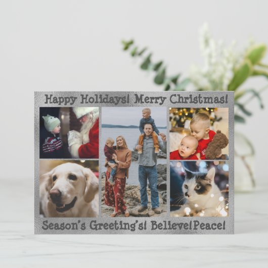 写真5 クリスマスとハッピーホリデーのコラージュ シーズンカード (スタンド正面)
