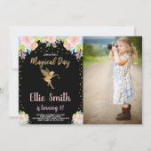 写真5thフローラピンクマジカルフェアリー誕生日 招待状 (正面)