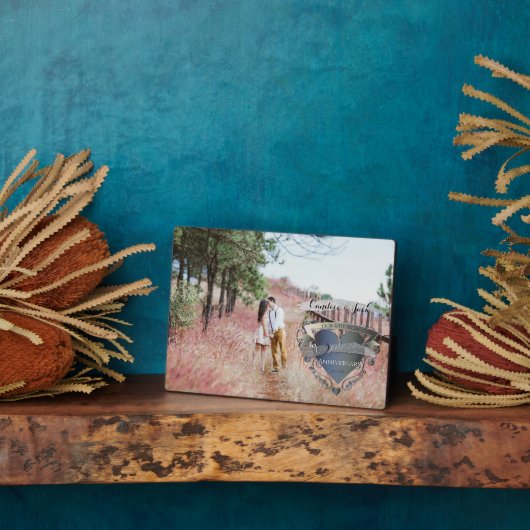 写真6周年記念結婚アイアンハートエンブレム フォトプラーク (側面)