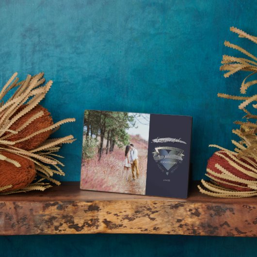 写真6周年記念結婚アイアンハートエンブレム フォトプラーク (側面)