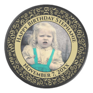 写真60番目の乱数パターンブラック/金ゴールド アイスホッケーパック