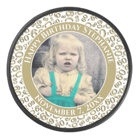 写真60番目の乱数パターン金ゴールド/白 アイスホッケーパック (正面)