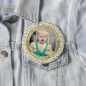 写真60番目の誕生日番号パターン金ゴールド 缶バッジ (インサイチュ)