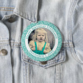 写真60番目の誕生日番号パターン |ティール(緑がかった色) 缶バッジ (インサイチュ)