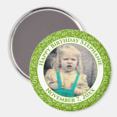 写真60番目の誕生日番号パターン |緑 マグネット (正面/裏面)