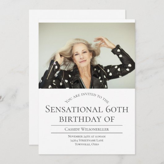 写真60誕生日 招待状 (正面/裏面)