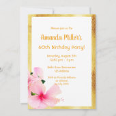 写真60th誕生日ピンクのフローラ白 招待状 (裏面)