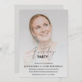 写真64歳の誕生日の招待Birthday Party Gray 招待状 (正面/裏面)