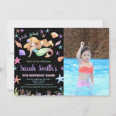 写真6thパープルザシーマーメイド誕生日 招待状 (正面)