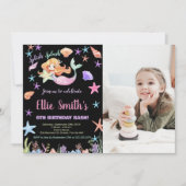 写真6thピンクザシーマーメイド誕生日 招待状 (正面)