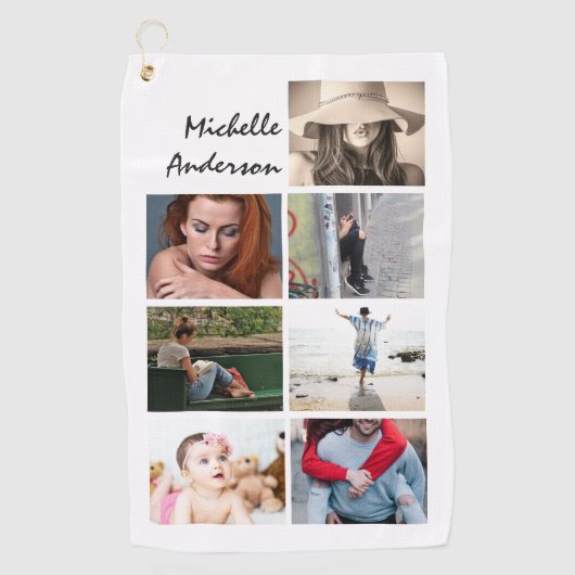 写真7と名前のトレンディー ゴルフタオル (正面)