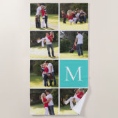 写真7枚とモノグラムのコラージュ ビーチタオル (正面)