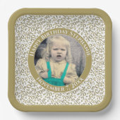 写真70乱数パターン金ゴールド/白 ペーパープレート (正面)