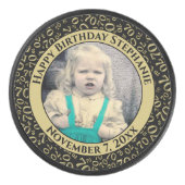 写真70番目の乱数パターンブラック/金ゴールド アイスホッケーパック (正面)