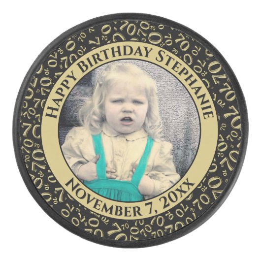 写真70番目の乱数パターンブラック/金ゴールド アイスホッケーパック (正面)