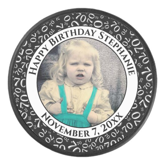 写真70番目の乱数パターン黒/白 アイスホッケーパック (正面)