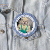 写真70番目の誕生日番号パターンブルー 缶バッジ (インサイチュ)