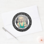 写真70誕生日番号 |黒/白70 ラウンドシール (封筒)