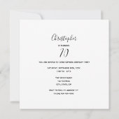 写真70th誕生日パーティーこんにちは70男の白 招待状 (裏面)