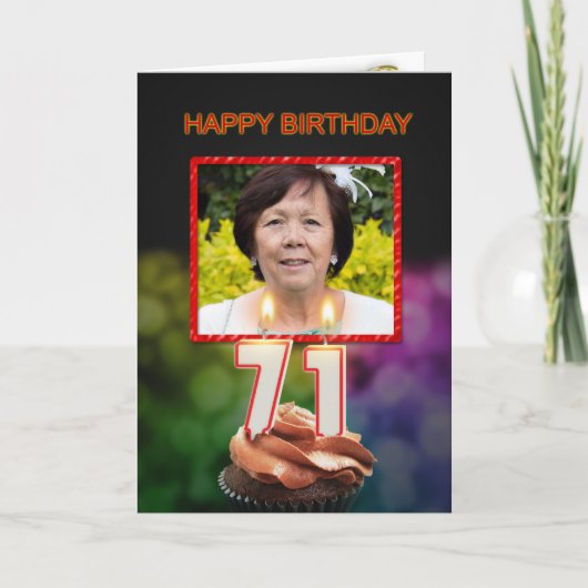 写真71stBirthdayカードとキャンドルの追加 カード (正面)