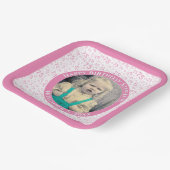 写真75乱数パターンピンク/白 ペーパープレート (傾斜あり)