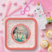 写真75乱数パターン珊瑚/白 ペーパープレート (パーティー)