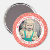 写真75番目の誕生日番号パターン |コーラル マグネット (正面/裏面)