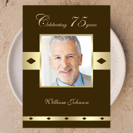 写真75th Birthday Party招待ブラウン 招待状