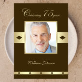 写真75th Birthday Party招待ブラウン 招待状