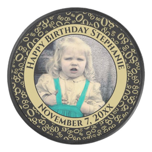 写真80番目の乱数パターンブラック/金ゴールド アイスホッケーパック (正面)