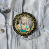 写真80番目の誕生日番号パターンブラック/金ゴールド 缶バッジ (インサイチュ)