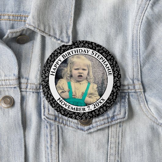 写真80番目の誕生日番号パターン |黒 缶バッジ (インサイチュ)