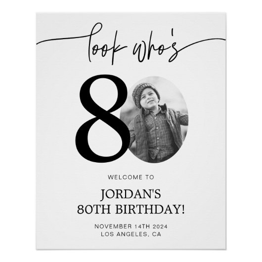 写真80th誕生日ウェルカムサイン | 誰の80か ポスター (正面)