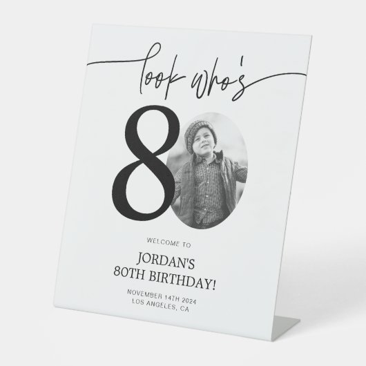 写真80th誕生日ウェルカムサイン | 誰の80か 台座サイン (正面)