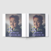 写真80th birthday add name date モダン purple ye ゲストブック (全面)