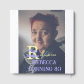 写真80th birthday add name date モダン purple ye ゲストブック (裏面)