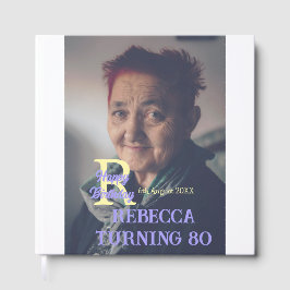 写真80th birthday add name date モダン purple ye ゲストブック