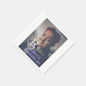 写真80th birthday add name date モダン purple ye スタンダードカクテルナプキン (角)