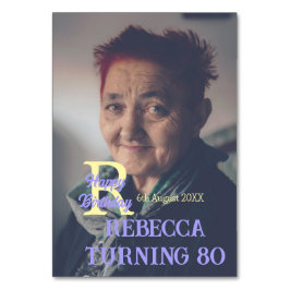 写真80th birthday add name date モダン purple ye テーブルナンバー