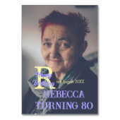 写真80th birthday add name date モダン purple ye テーブルナンバー (裏面)