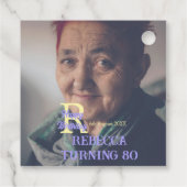 写真80th birthday add name date モダン purple ye フェイバータグ (裏面)