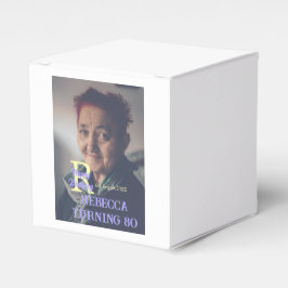 写真80th birthday add name date モダン purple ye フェイバーボックス