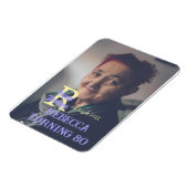 写真80th birthday add name date モダン purple ye マグネット (左側)