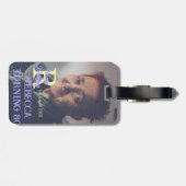 写真80th birthday add name date モダン purple ye ラゲッジタグ (裏面横)