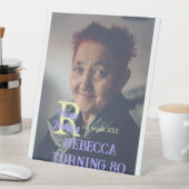 写真80th birthday add name date モダン purple ye 台座サイン (インサイチュ)