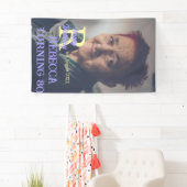 写真80th birthday add name date モダン purple ye 横断幕 (インサイチュ)