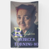 写真80th birthday add name date モダン purple ye 横断幕 (縦)